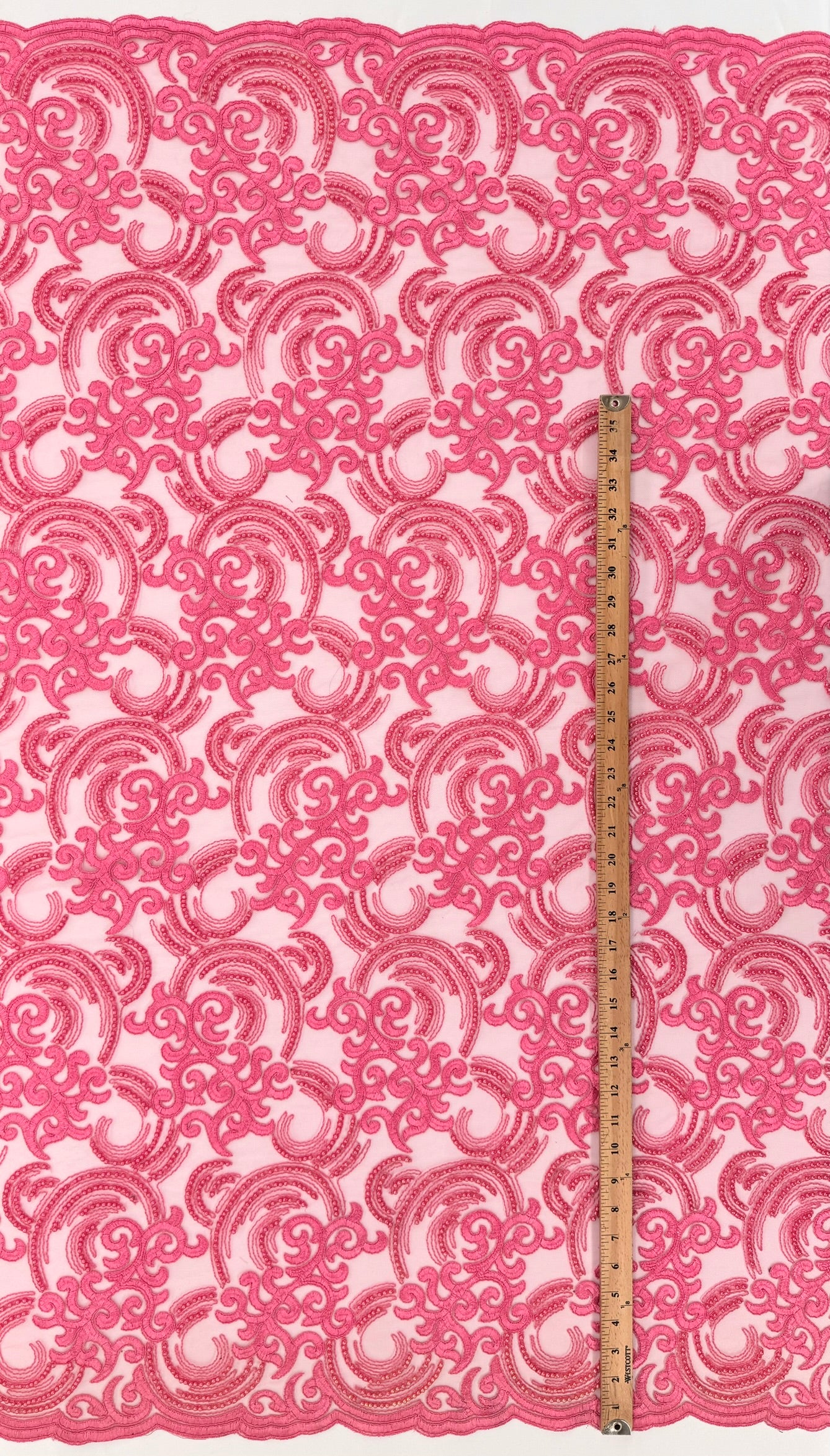 ML104 FUCHSIA Embroidered, Corded and Beaded Lace