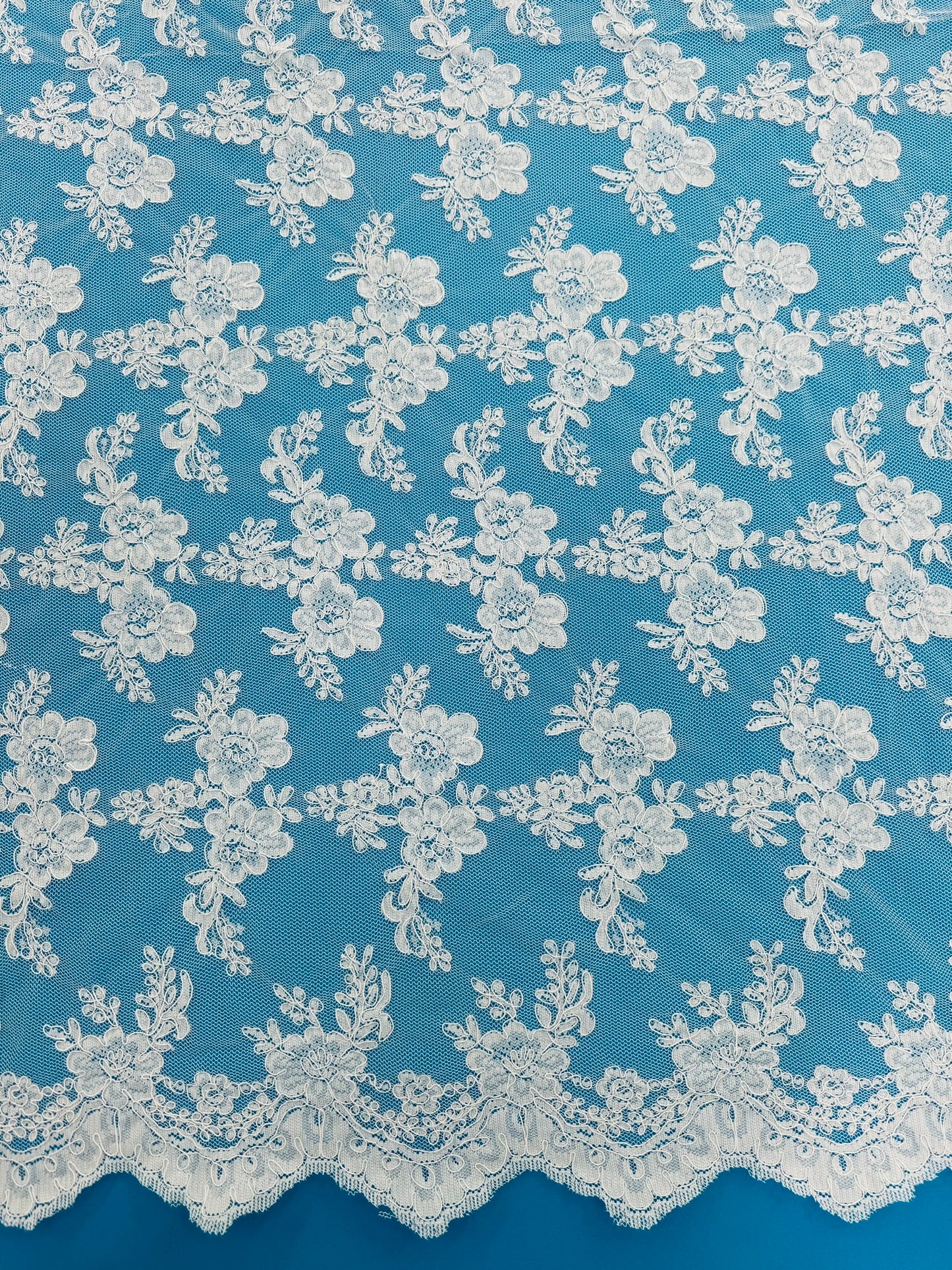 ML127 WHITE Corded Alencon Lace