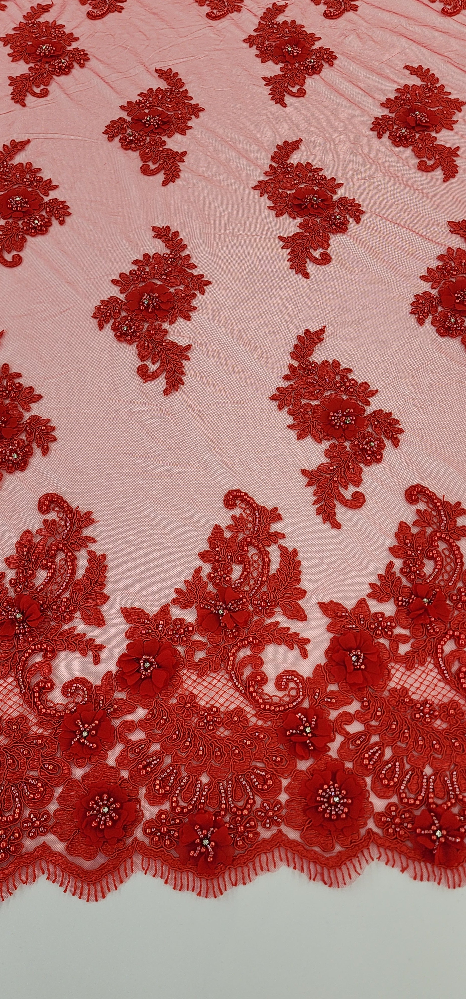 ML102 3D Floral Embroidery and Beaded Lace