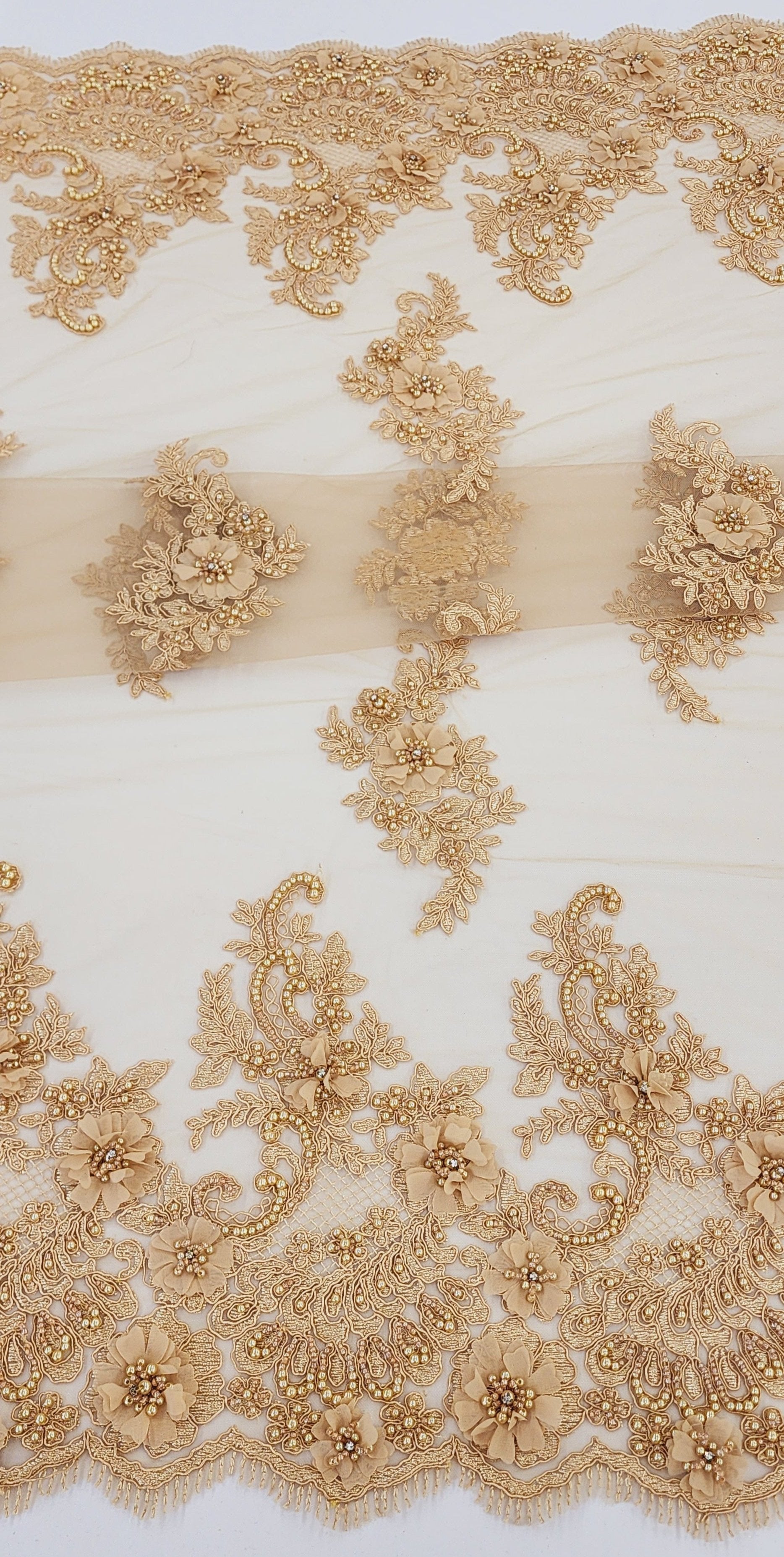 ML102 3D Floral Embroidery and Beaded Lace