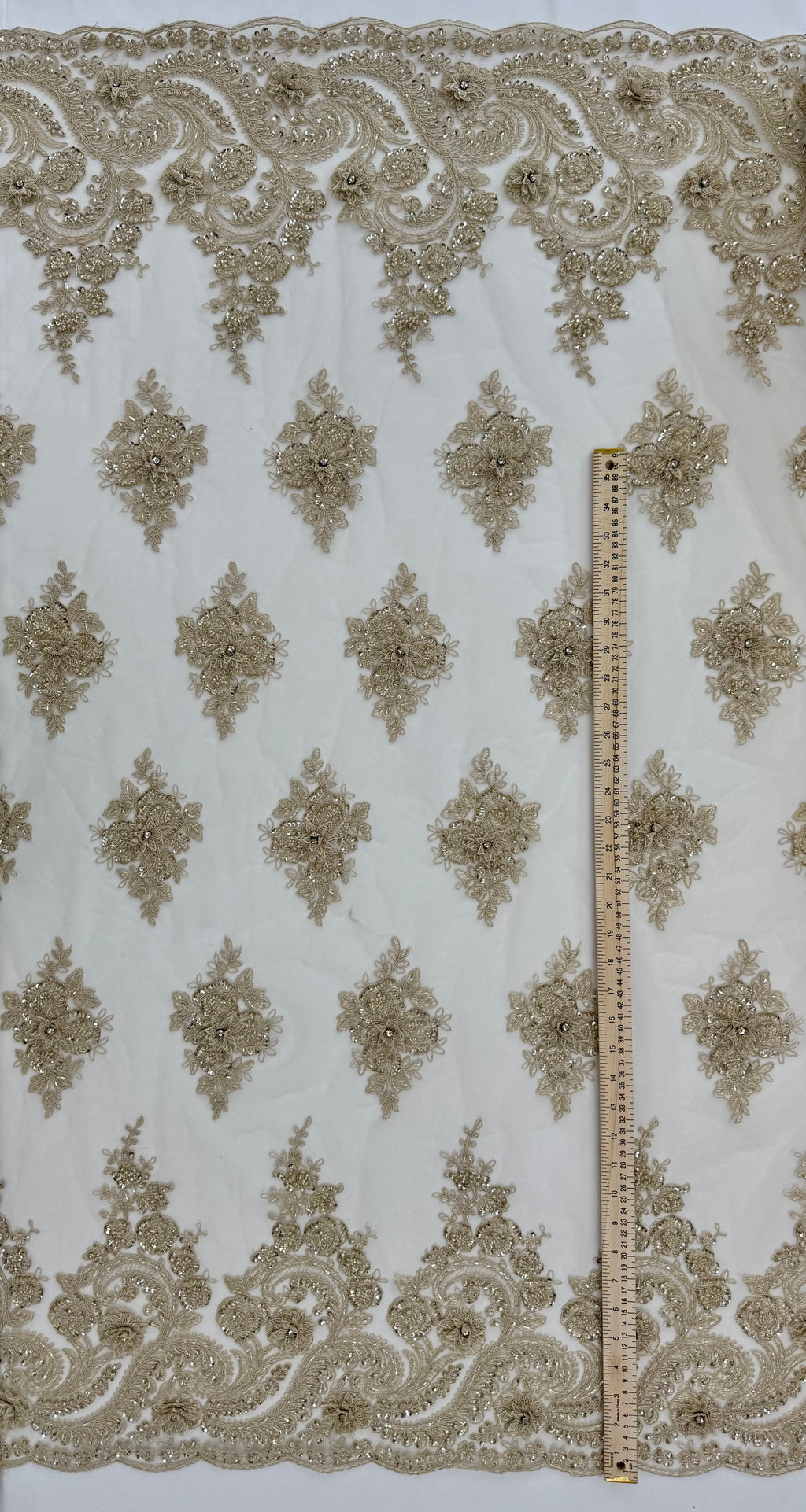 ML170 - 3D Lace Fabric by Yard – 52" Beaded Mesh for Gowns, Tablecloth, Party Decor