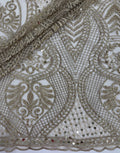 ML202 - Lace Fabric by Yard – 52" Beaded Mesh for Gowns, Tablecloth, Party Decor