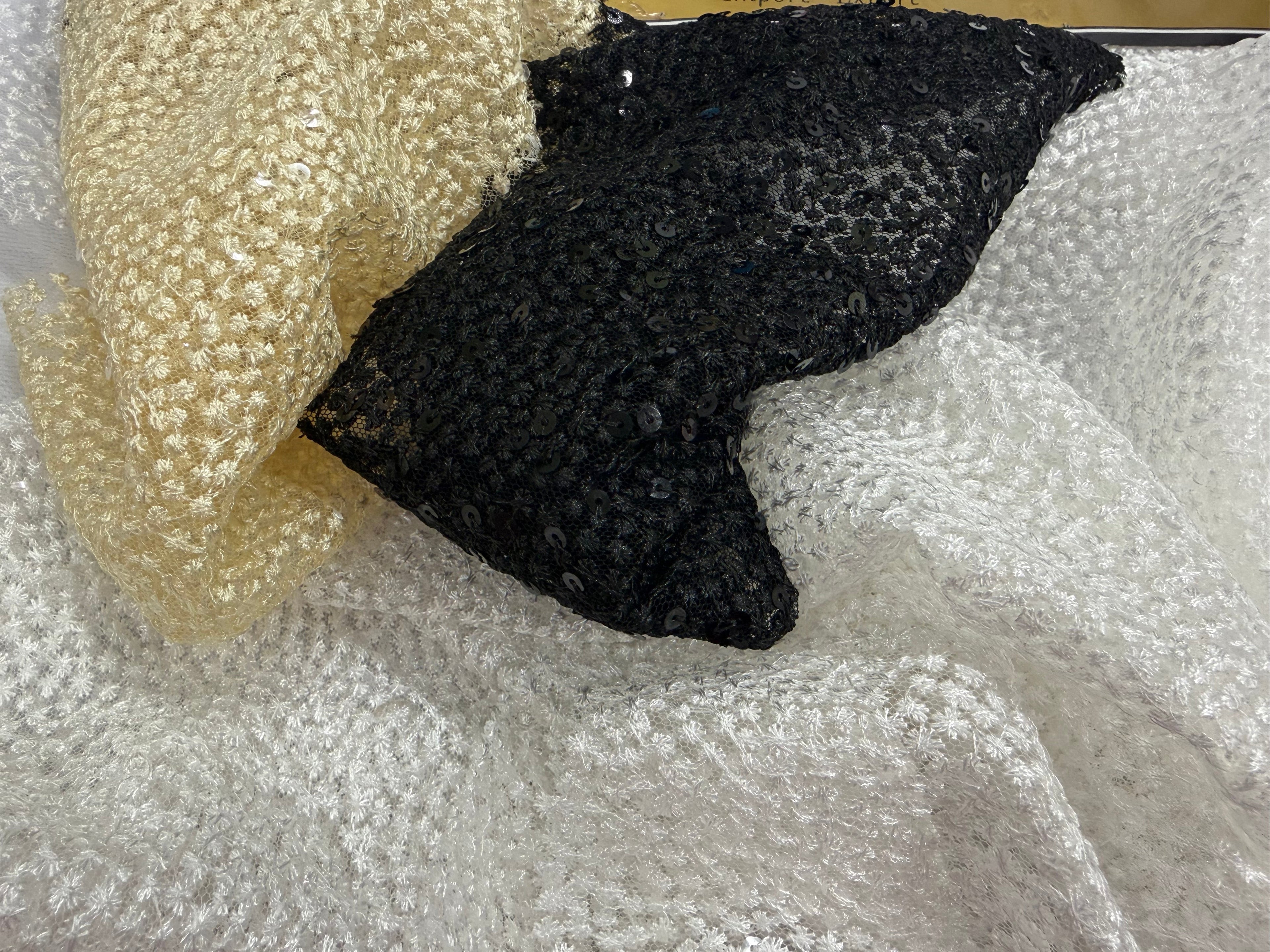ML164 Allover Dot Sparkle Embroidered - Mesh Sequin Lace Fabric –