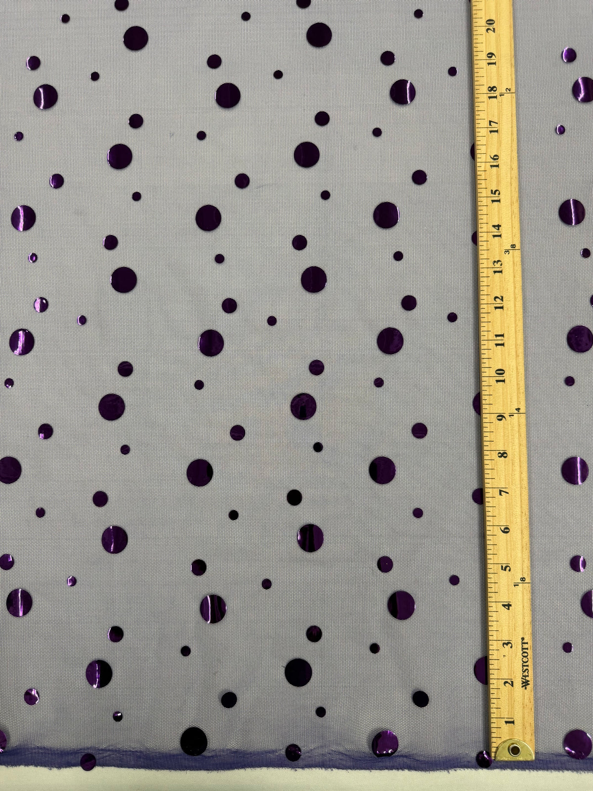ML172 - Purple Dot Fabric by Yard – 60" Wide Hologram Dot Lace for Dancewear, Gowns, Tablecloth, Party Decor