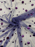 ML172 - Purple Dot Fabric by Yard – 60" Wide Hologram Dot Lace for Dancewear, Gowns, Tablecloth, Party Decor