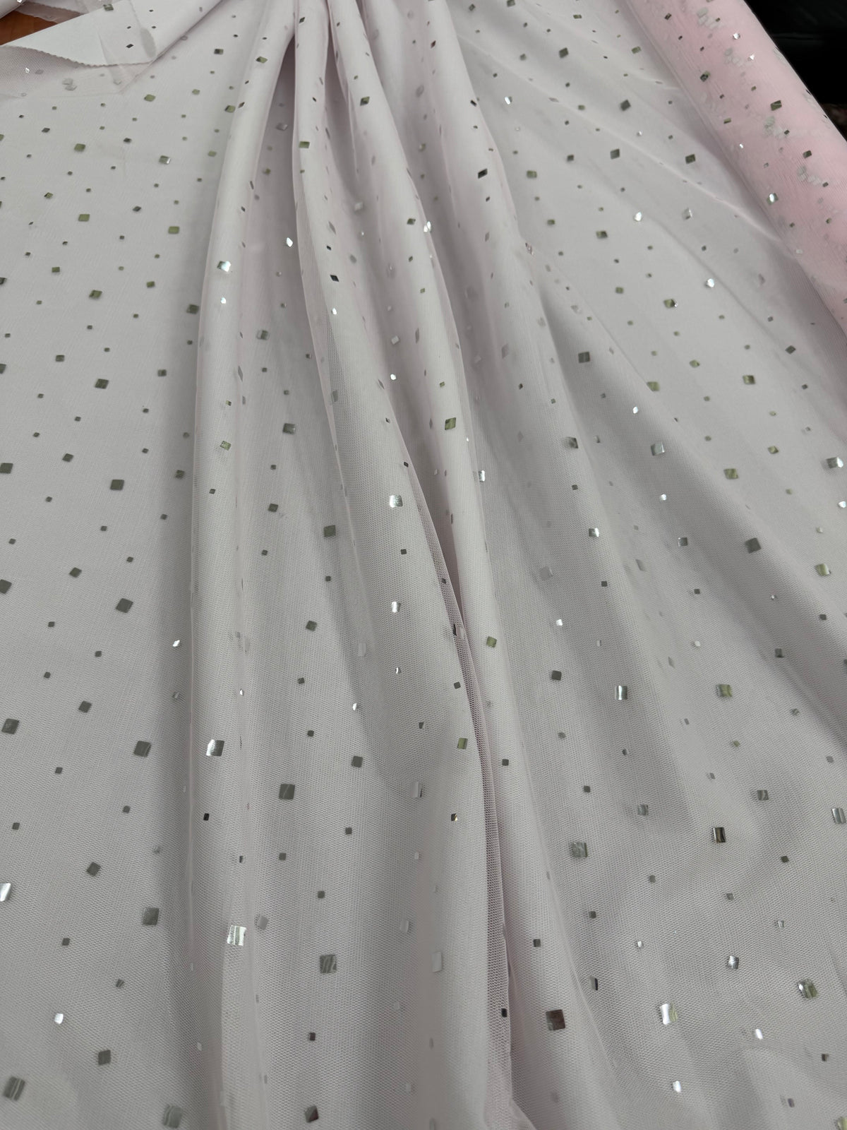 ML188 - Dot Fabric by Yard – 60" Wide Hologram Dot Lace for Dancewear, Gowns, Tablecloth, Party Decor
