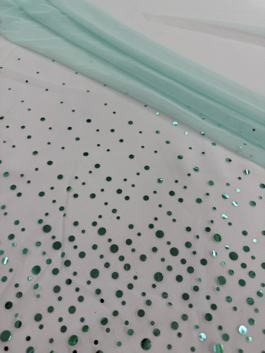 ML187 - Dot Fabric by Yard – 60" Wide Hologram Dot Lace for Dancewear, Gowns, Tablecloth, Party Decor