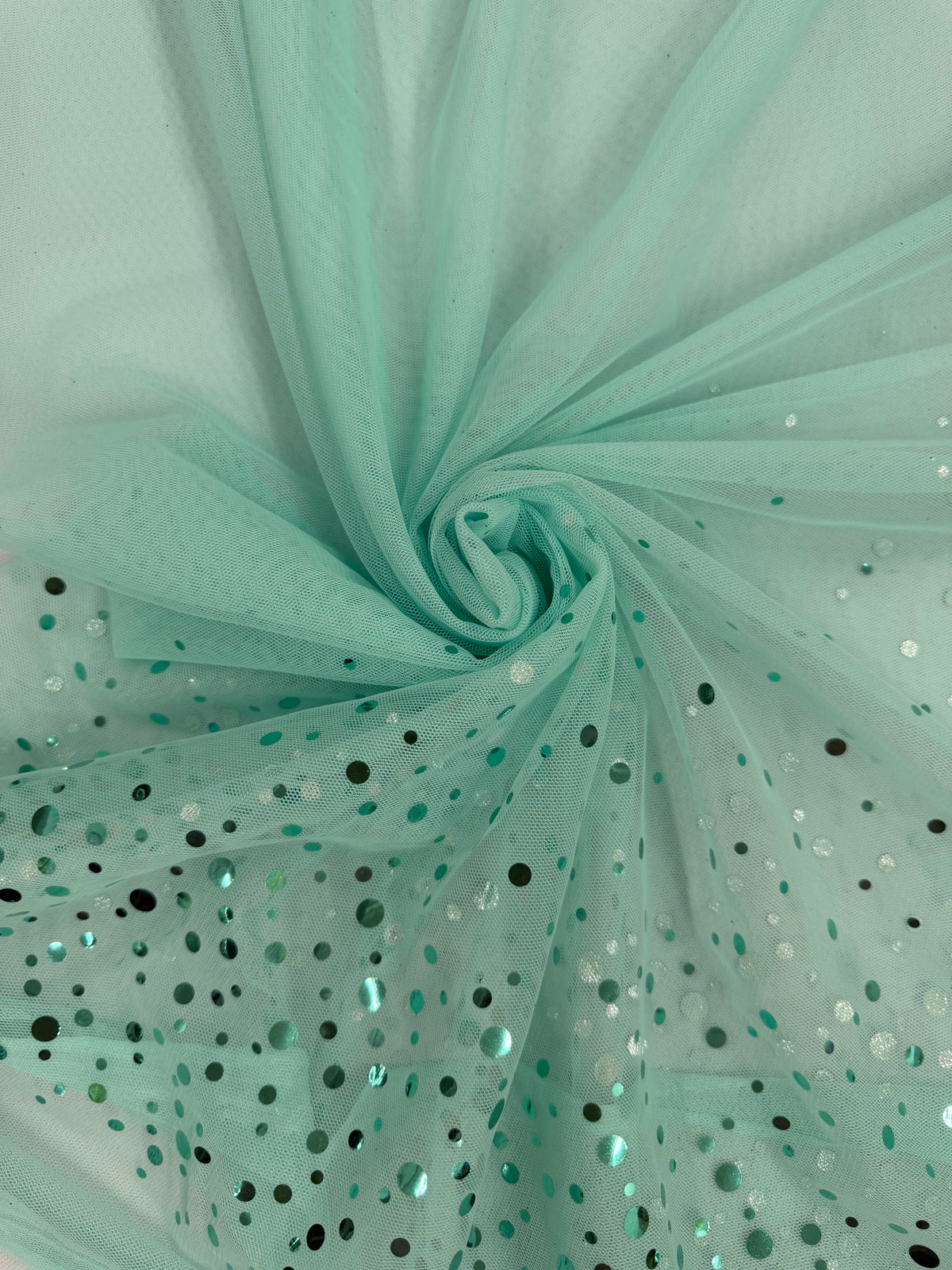 ML187 - Dot Fabric by Yard – 60" Wide Hologram Dot Lace for Dancewear, Gowns, Tablecloth, Party Decor
