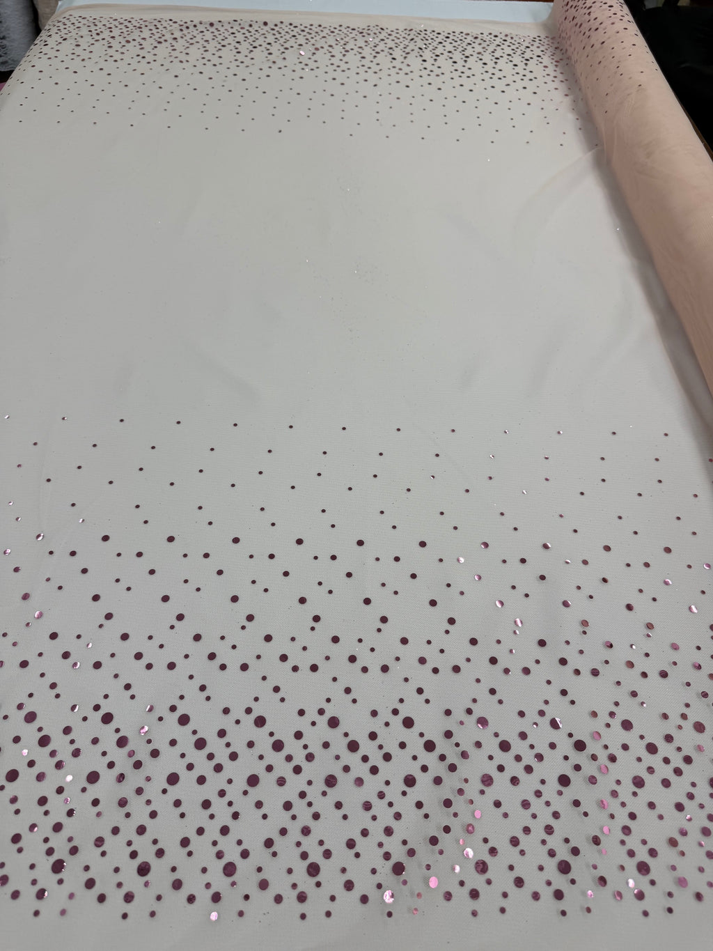 ML187 - Dot Fabric by Yard – 60" Wide Hologram Dot Lace for Dancewear, Gowns, Tablecloth, Party Decor