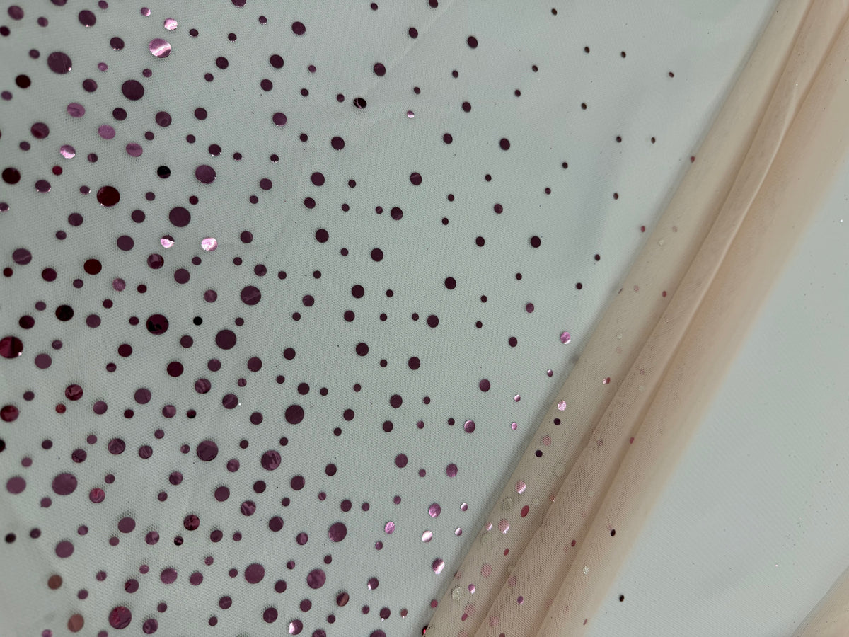 ML187 - Dot Fabric by Yard – 60" Wide Hologram Dot Lace for Dancewear, Gowns, Tablecloth, Party Decor