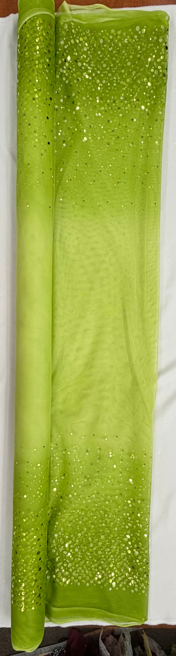 ML186 - Green Omber Dot Fabric by Yard – 60" Wide Hologram Dot Lace for Dancewear, Gowns, Tablecloth, Party Decor (Copy)