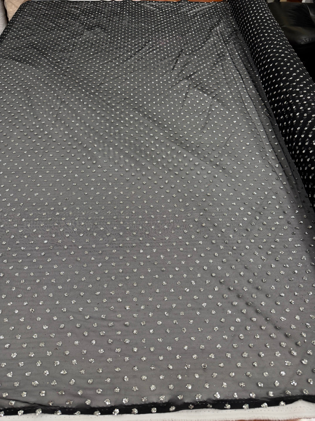 ML176 - Black Silver Fabric by Yard – 60" Wide Glitter Stripe Lace for Dancewear, Gowns, Tablecloth, Party Decor (Copy)