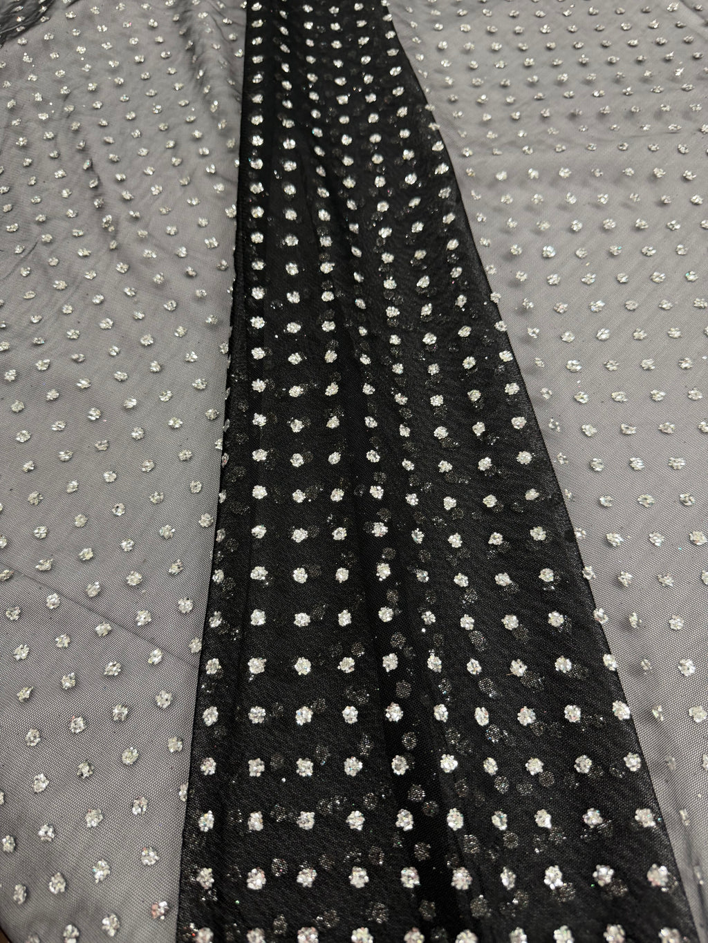 ML176 - Black Silver Fabric by Yard – 60" Wide Glitter Stripe Lace for Dancewear, Gowns, Tablecloth, Party Decor (Copy)