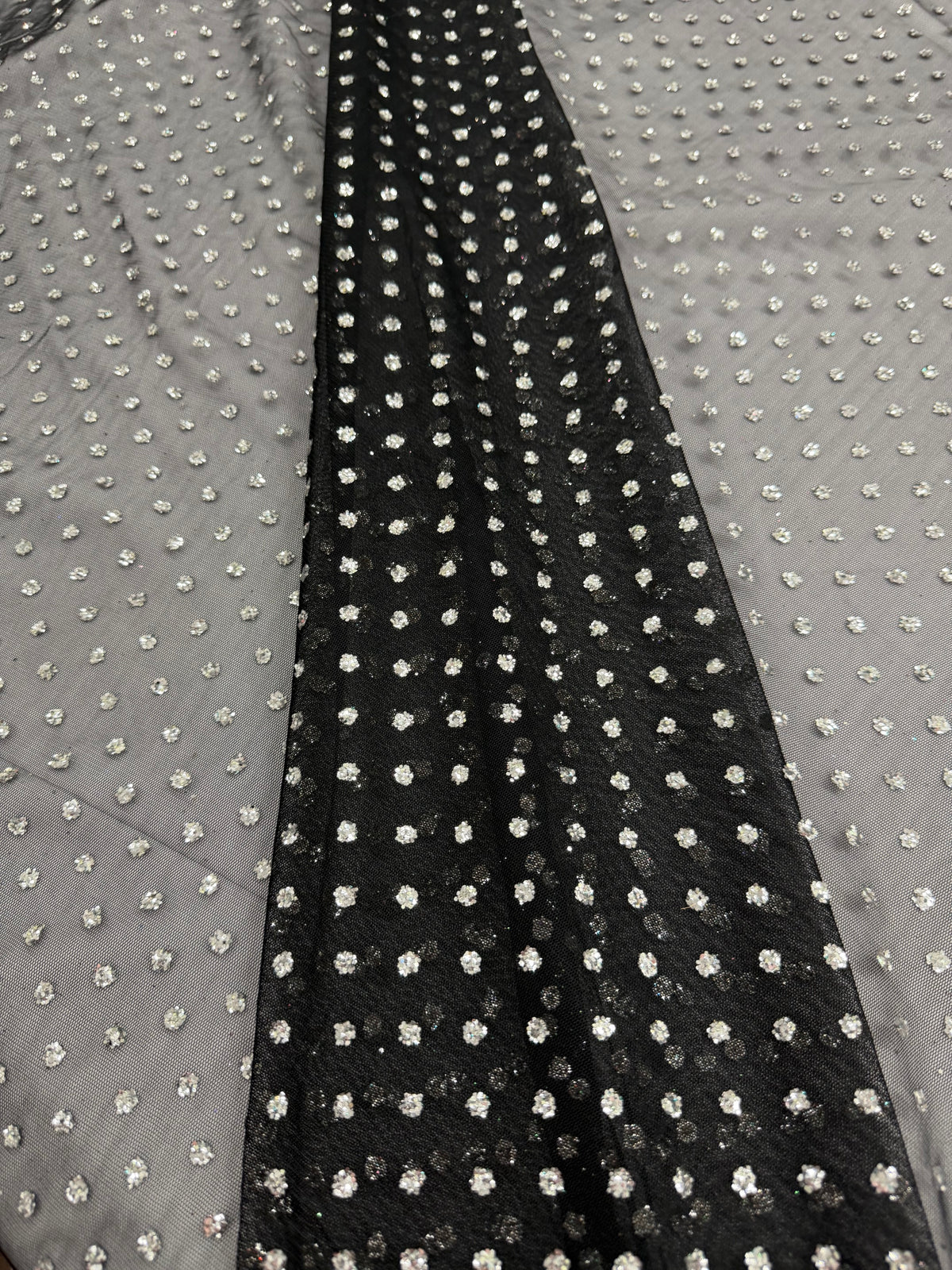 ML176 - Black Silver Fabric by Yard – 60" Wide Glitter Stripe Lace for Dancewear, Gowns, Tablecloth, Party Decor (Copy)