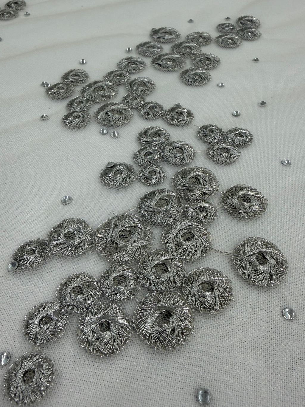 ML213 - Tulle Embroidery Fabric by Yard – 52" Rhinestone on Mesh, Tablecloth, Party Decor