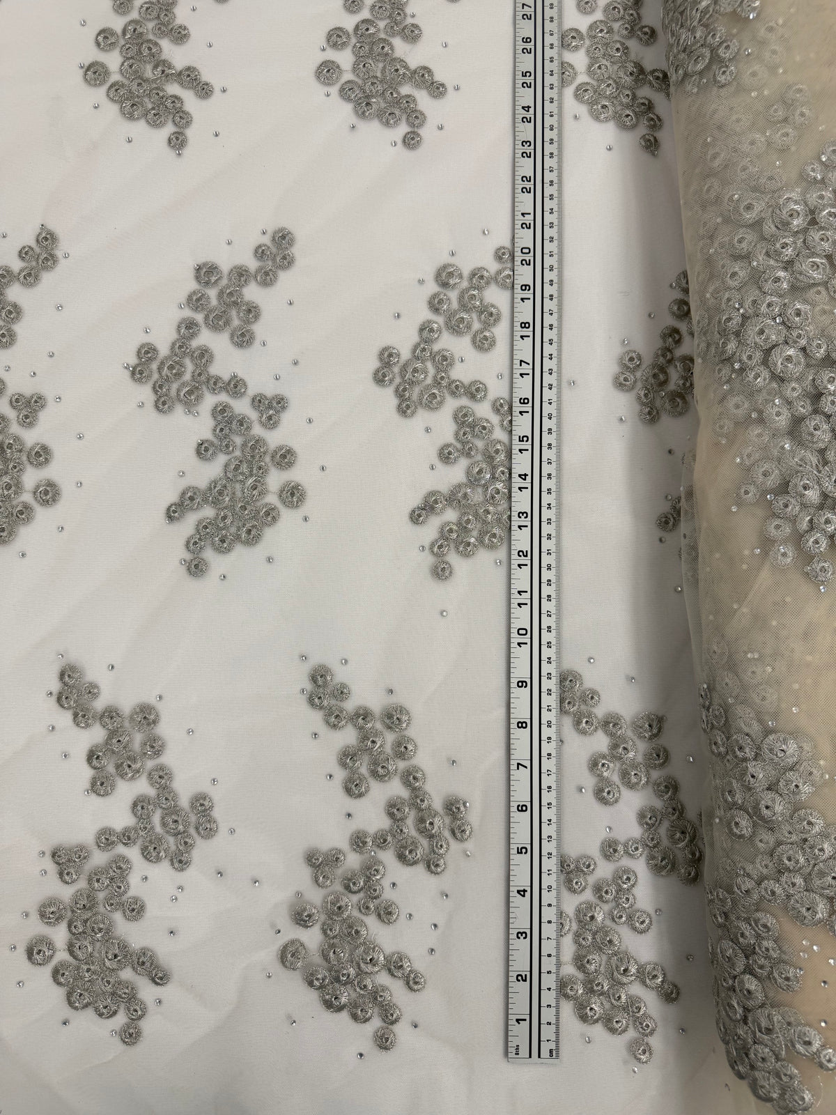 ML213 - Tulle Embroidery Fabric by Yard – 52" Rhinestone on Mesh, Tablecloth, Party Decor