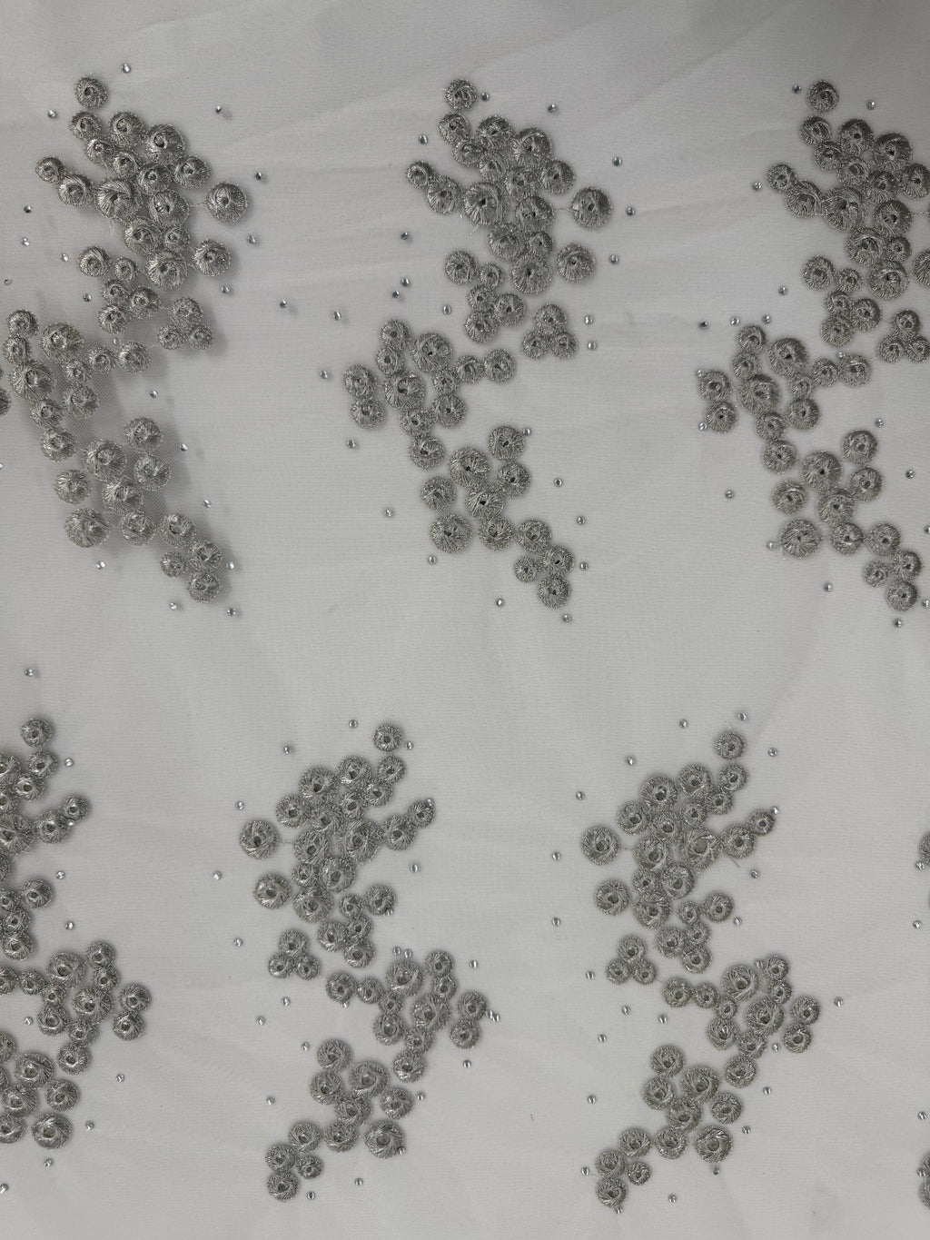 ML213 - Tulle Embroidery Fabric by Yard – 52" Rhinestone on Mesh, Tablecloth, Party Decor