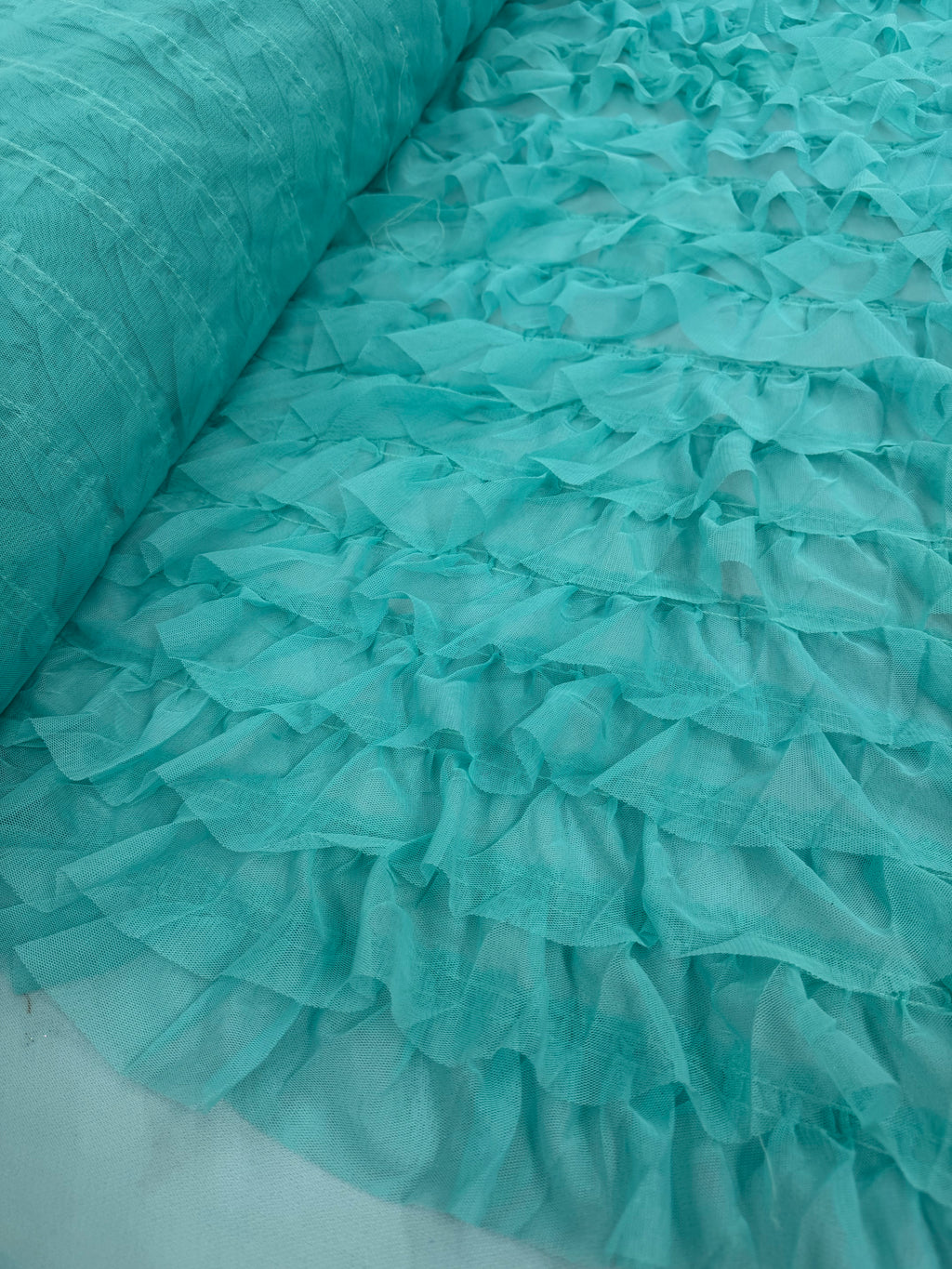 ML203 - Ruffle Lace Fabric by Yard – 52" Mesh for Gowns, Tablecloth, Party Decor