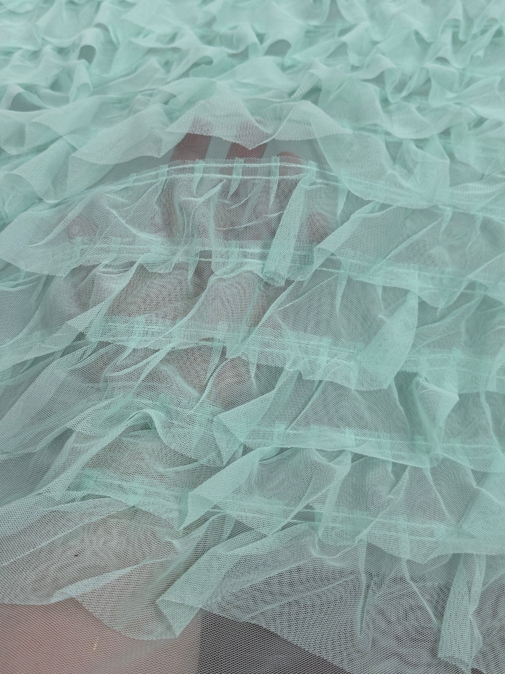ML203 - Ruffle Lace Fabric by Yard – 52" Mesh for Gowns, Tablecloth, Party Decor