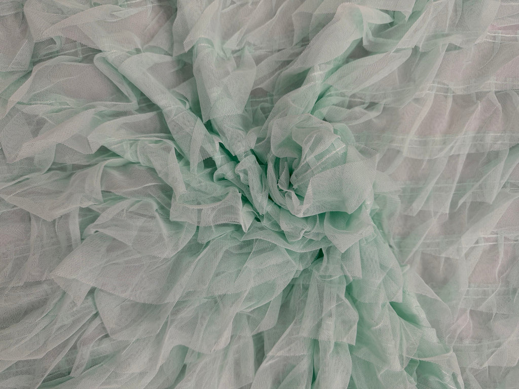 ML203 - Ruffle Lace Fabric by Yard – 52" Mesh for Gowns, Tablecloth, Party Decor