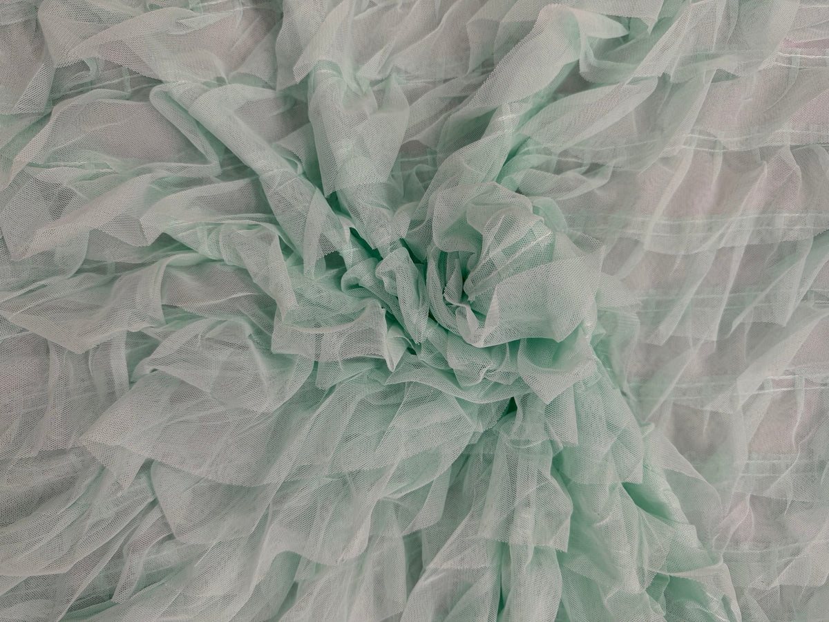 ML203 - Ruffle Lace Fabric by Yard – 52" Mesh for Gowns, Tablecloth, Party Decor