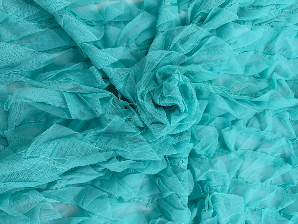 ML203 - Ruffle Lace Fabric by Yard – 52" Mesh for Gowns, Tablecloth, Party Decor