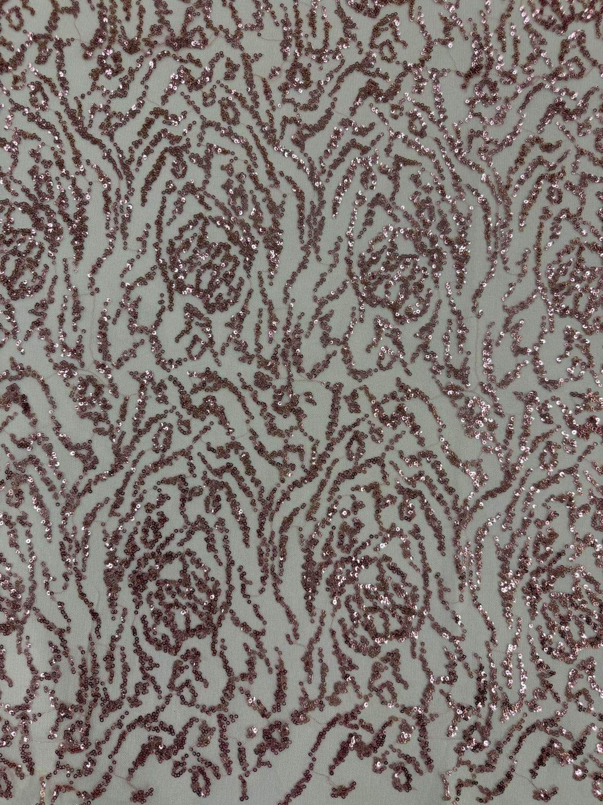 ML177 - Lace Fabric by Yard – 52" Wide Sequined Swirl Mesh for Dancing Gowns, Tablecloth, Party Decor