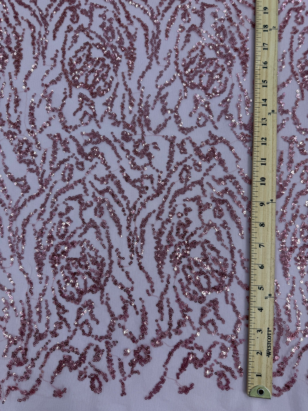 ML177 - Lace Fabric by Yard – 52" Wide Sequined Swirl Mesh for Dancing Gowns, Tablecloth, Party Decor