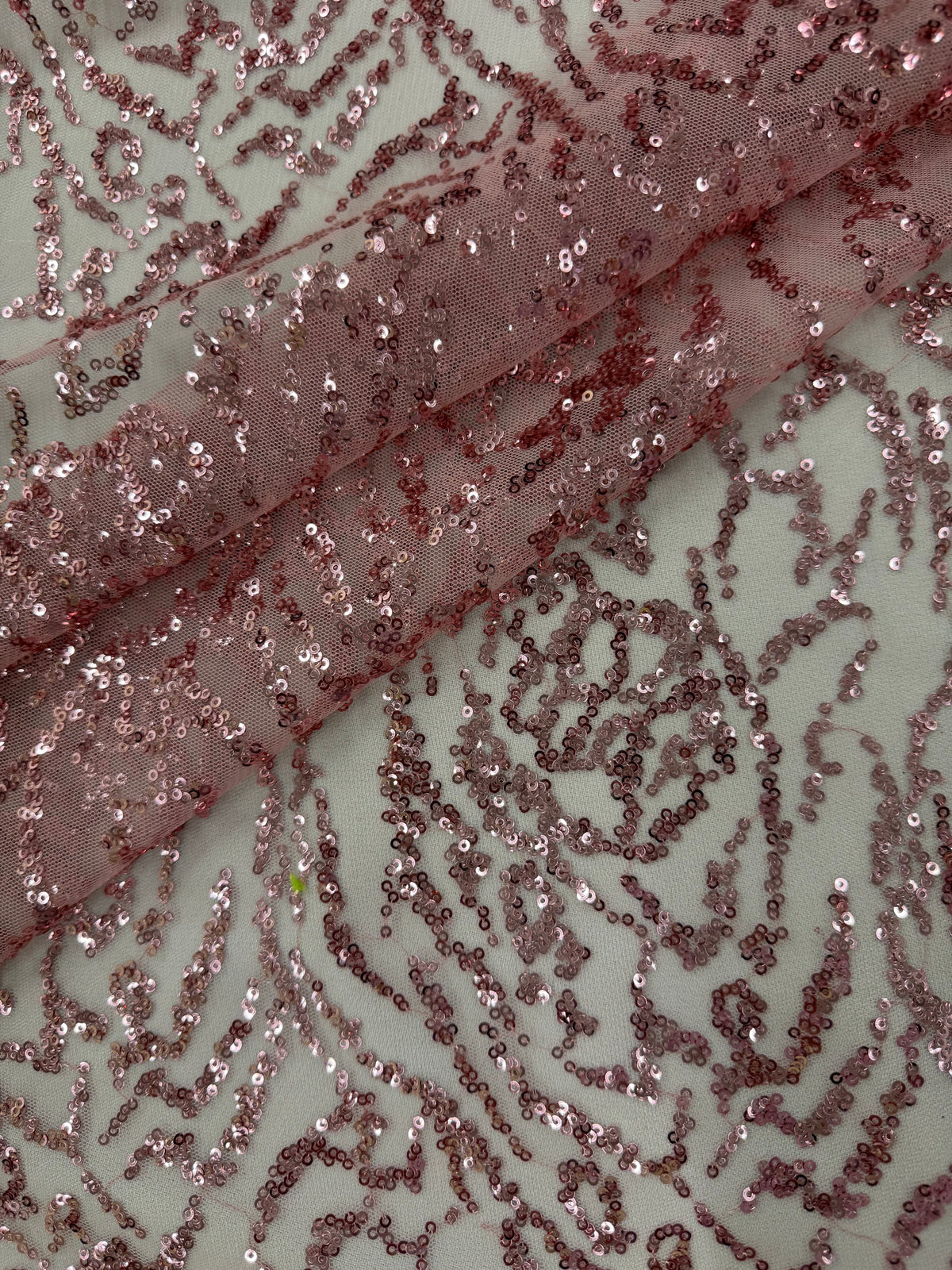 ML177 - Lace Fabric by Yard – 52" Wide Sequined Swirl Mesh for Dancing Gowns, Tablecloth, Party Decor