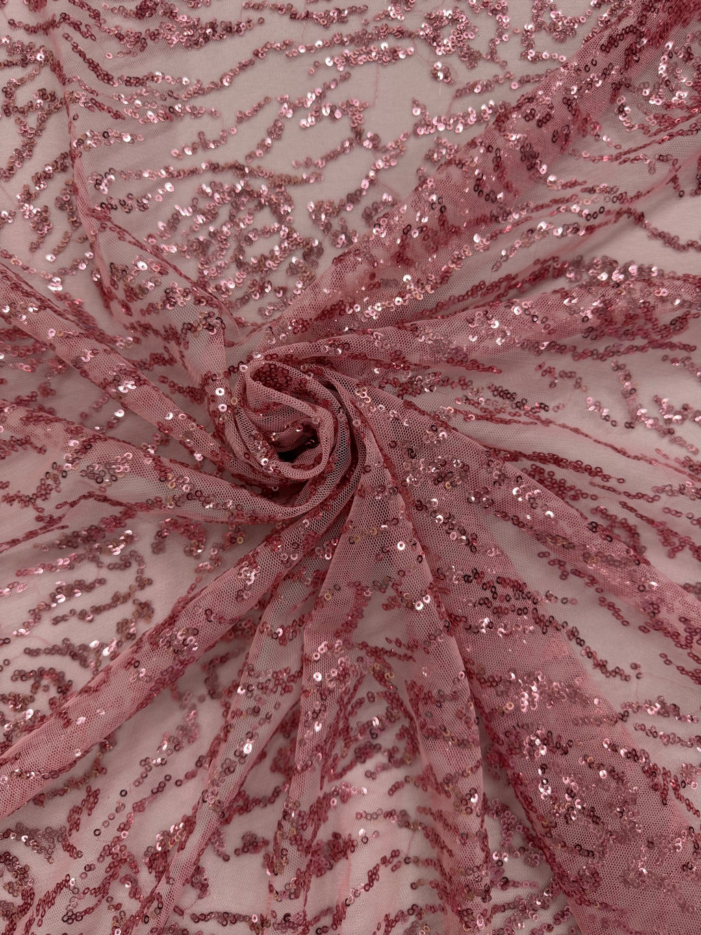 ML177 - Lace Fabric by Yard – 52" Wide Sequined Swirl Mesh for Dancing Gowns, Tablecloth, Party Decor
