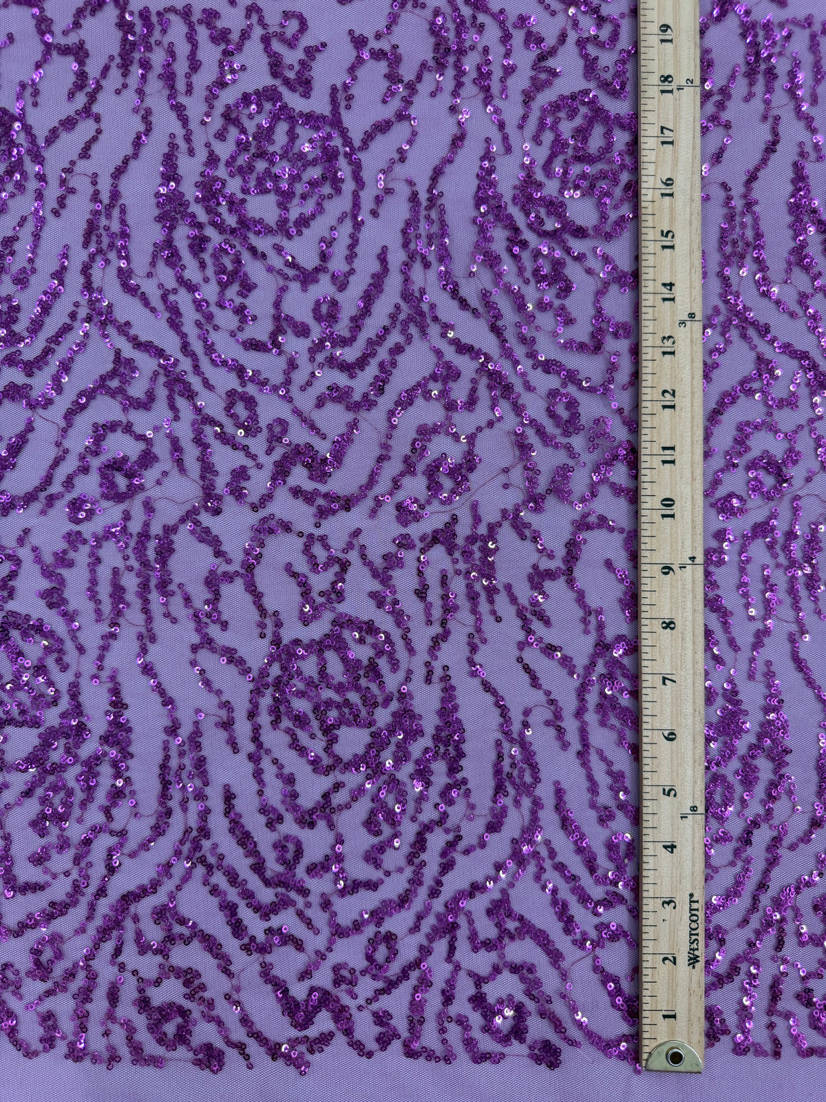 ML177 - Lace Fabric by Yard – 52" Wide Sequined Swirl Mesh for Dancing Gowns, Tablecloth, Party Decor