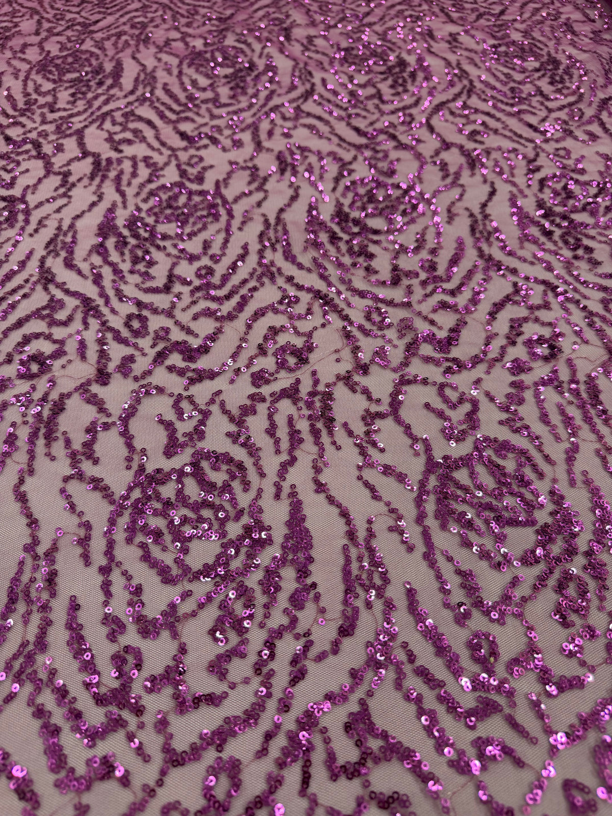 ML177 - Lace Fabric by Yard – 52" Wide Sequined Swirl Mesh for Dancing Gowns, Tablecloth, Party Decor
