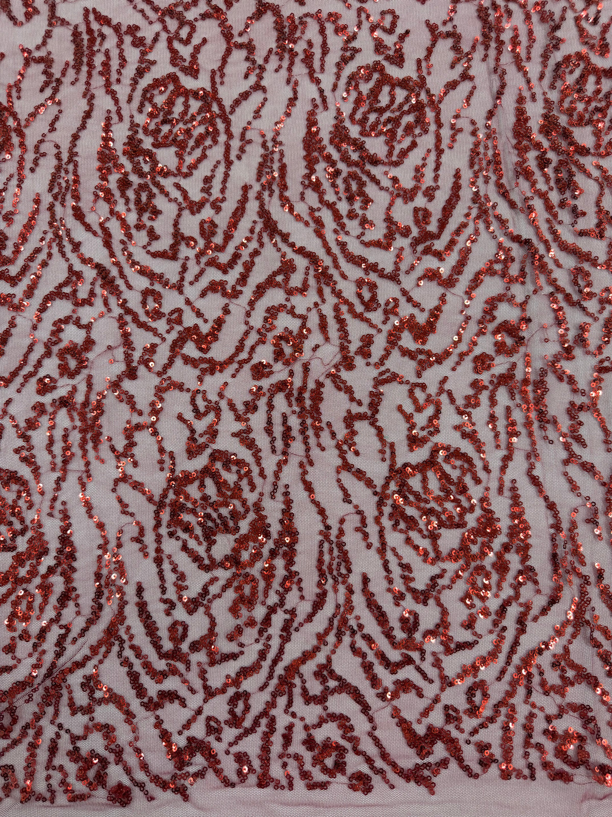 ML177 - Lace Fabric by Yard – 52" Wide Sequined Swirl Mesh for Dancing Gowns, Tablecloth, Party Decor