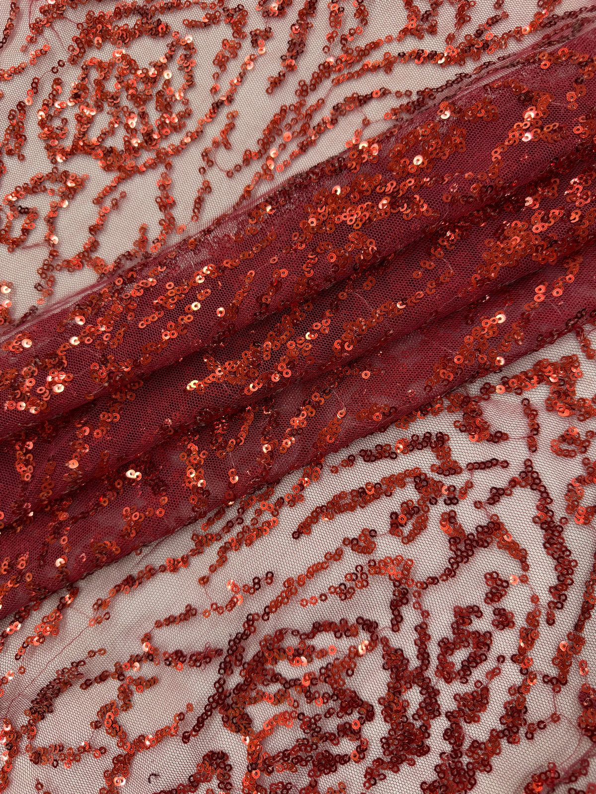 ML177 - Lace Fabric by Yard – 52" Wide Sequined Swirl Mesh for Dancing Gowns, Tablecloth, Party Decor