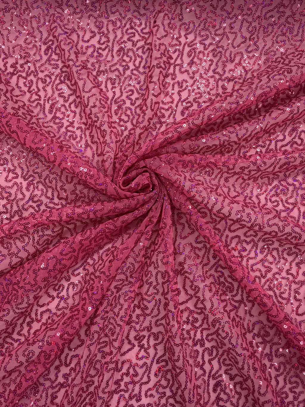ML190 - Lace Fabric by Yard – 52" Wide Sequined Swirl Mesh for Dancing Gowns, Tablecloth, Party Decor