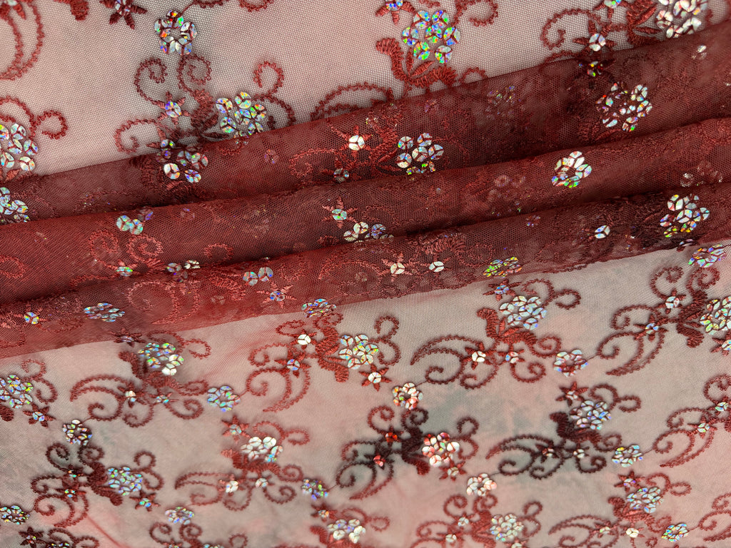 ML192 - Lace Fabric by Yard – 52" Wide Sequined Tie Dyed Mesh for Dancing Gowns, Tablecloth, Party Decor