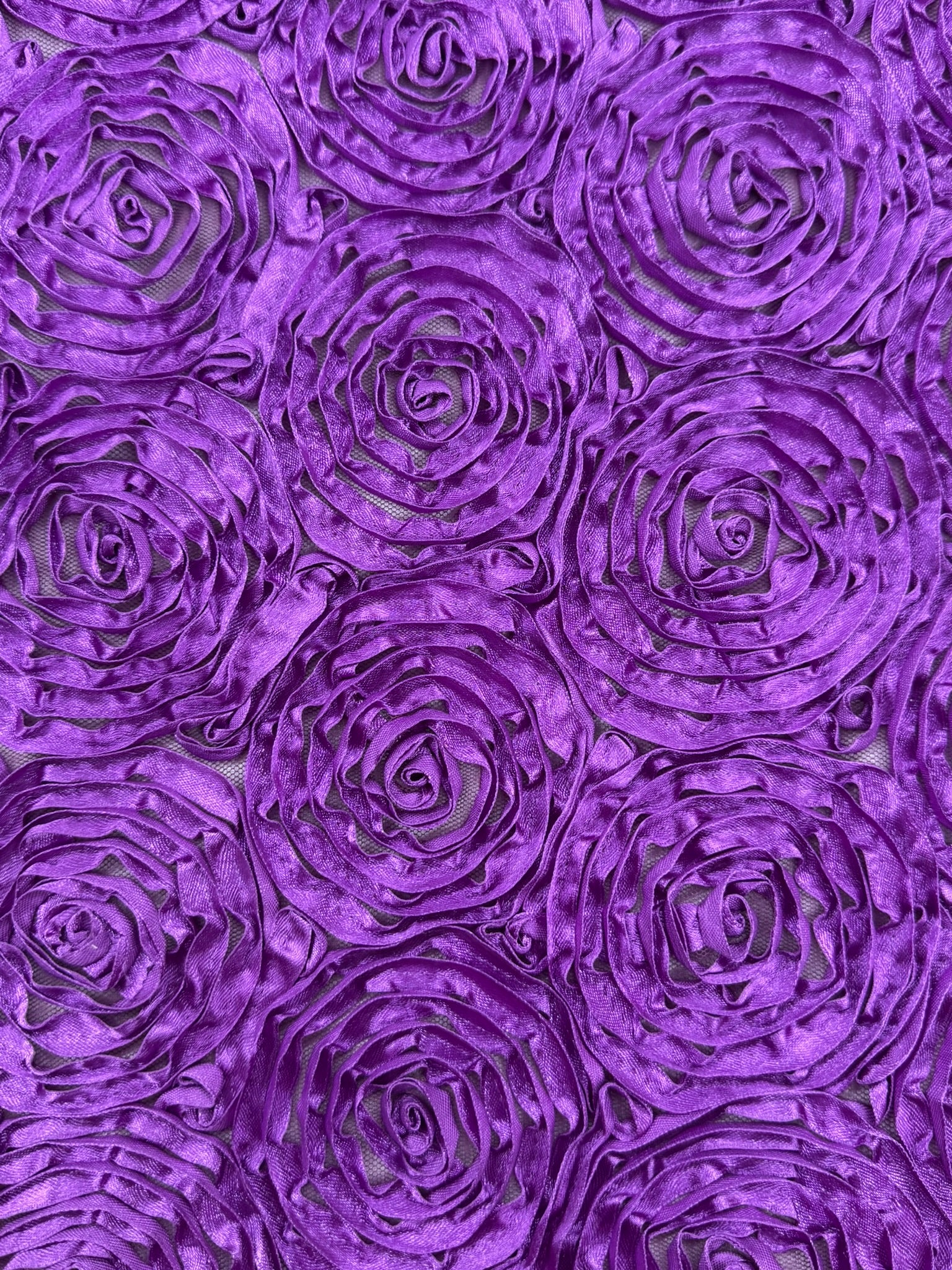 ML145 3D FLORAL ROSETTE RIBBON LACE FABRIC