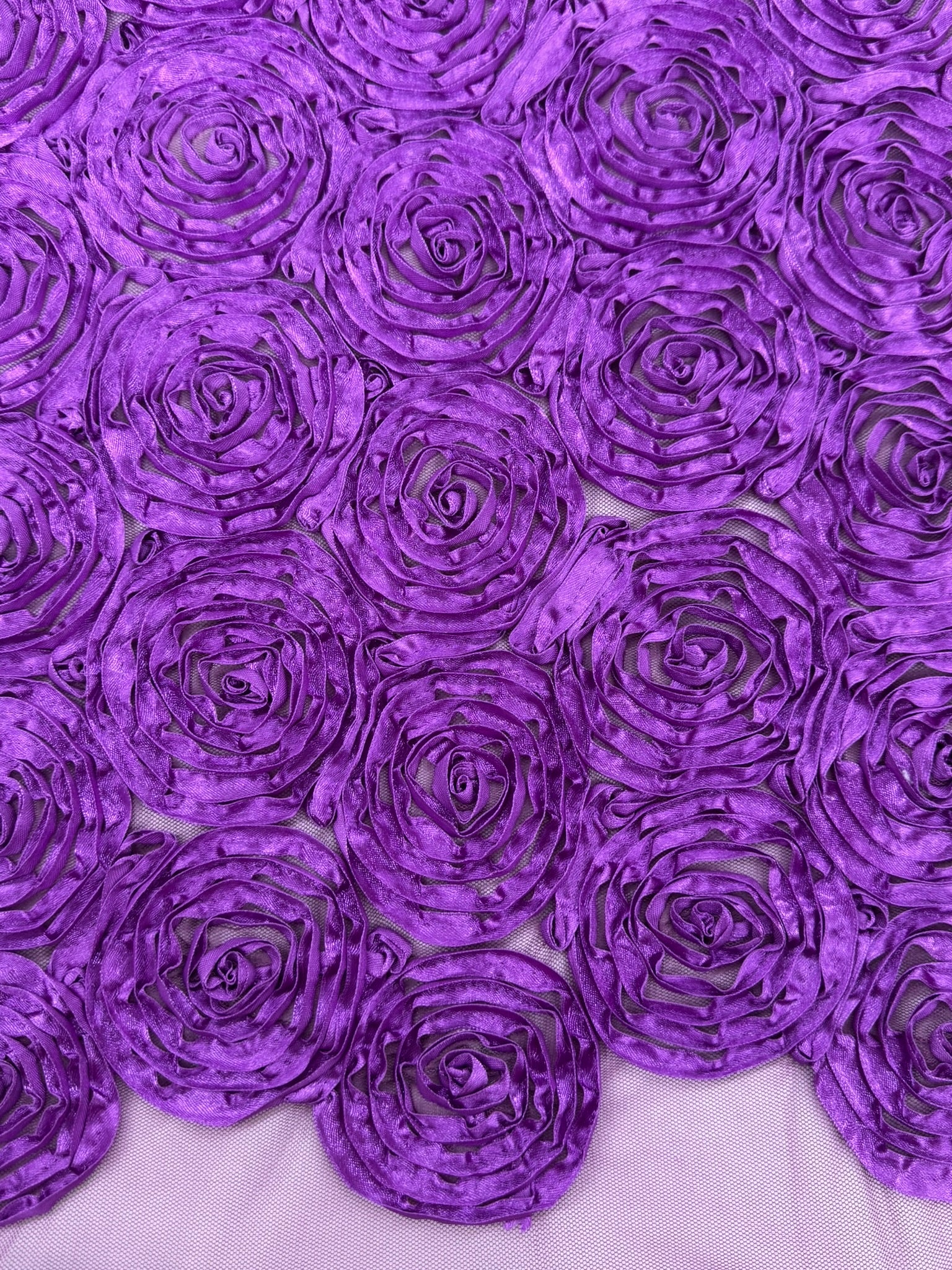 ML145 3D FLORAL ROSETTE RIBBON LACE FABRIC