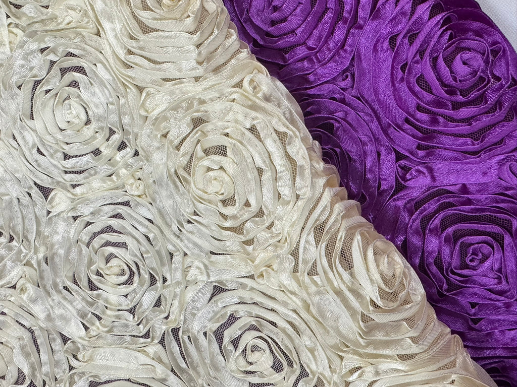 ML145 3D FLORAL ROSETTE RIBBON LACE FABRIC