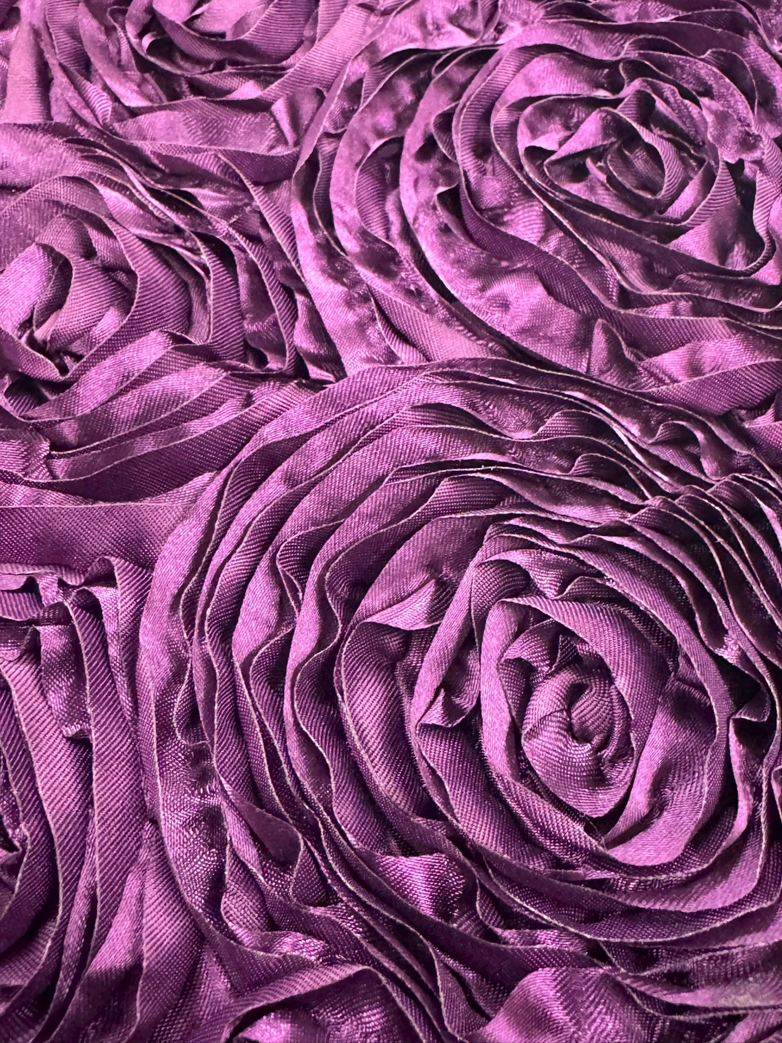 ML146 3D FLORAL ROSETTE RIBBON SATIN FABRIC