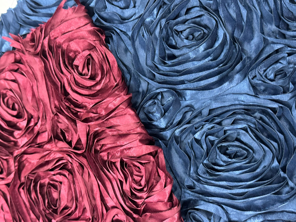 ML148 3D FLORAL ROSETTE RIBBON SATIN FABRIC