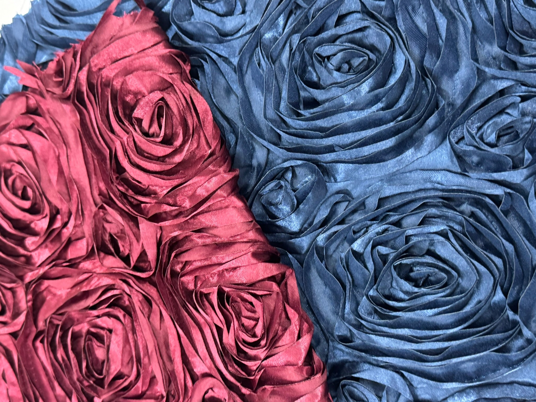 ML148 3D FLORAL ROSETTE RIBBON SATIN FABRIC