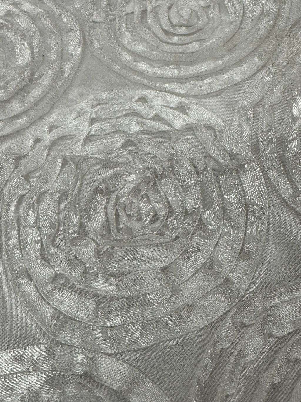 ML150 3D FLORAL ROSETTE RIBBON TAFFETA FABRIC