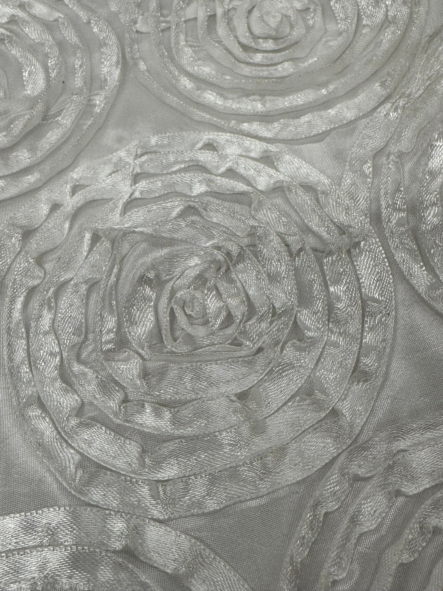 ML150 3D FLORAL ROSETTE RIBBON TAFFETA FABRIC