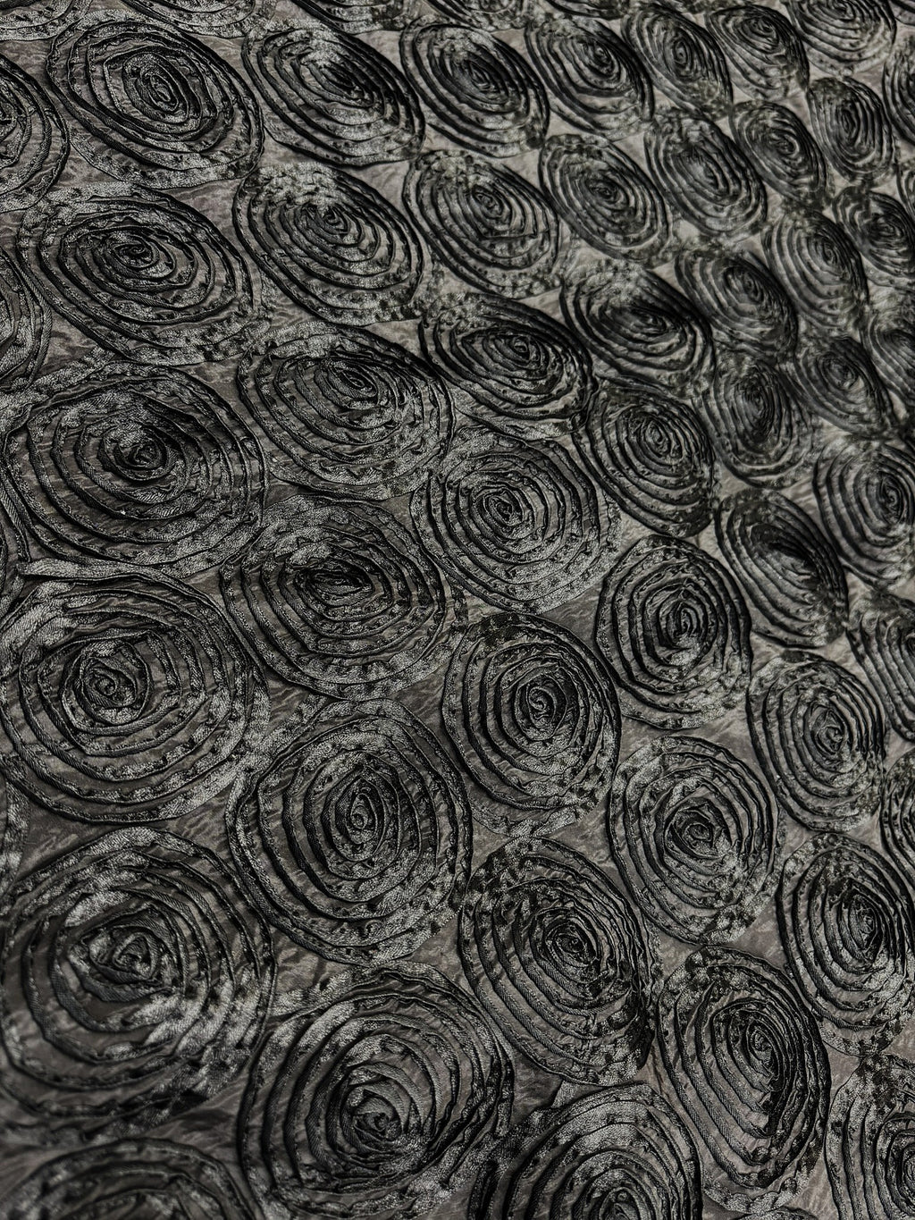 ML150 3D FLORAL ROSETTE RIBBON TAFFETA FABRIC