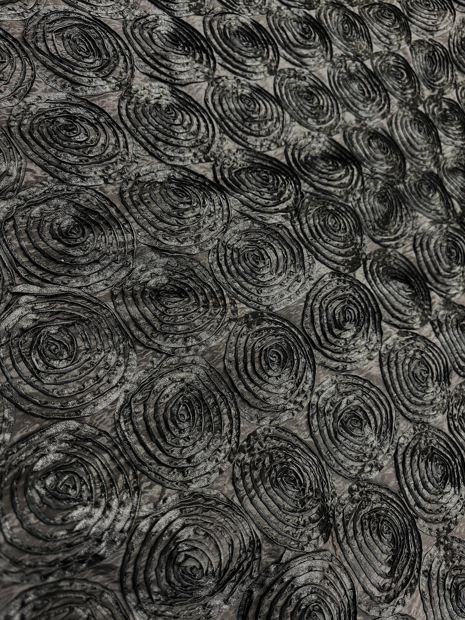 ML150 3D FLORAL ROSETTE RIBBON TAFFETA FABRIC