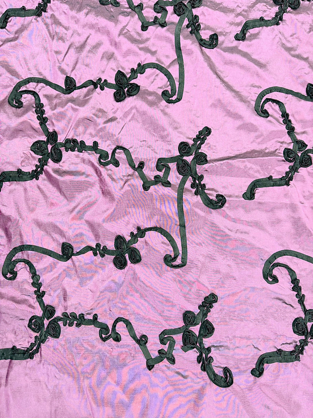 ML151 3D FLORAL ROSETTE RIBBON 2 TONE TAFFETA FABRIC