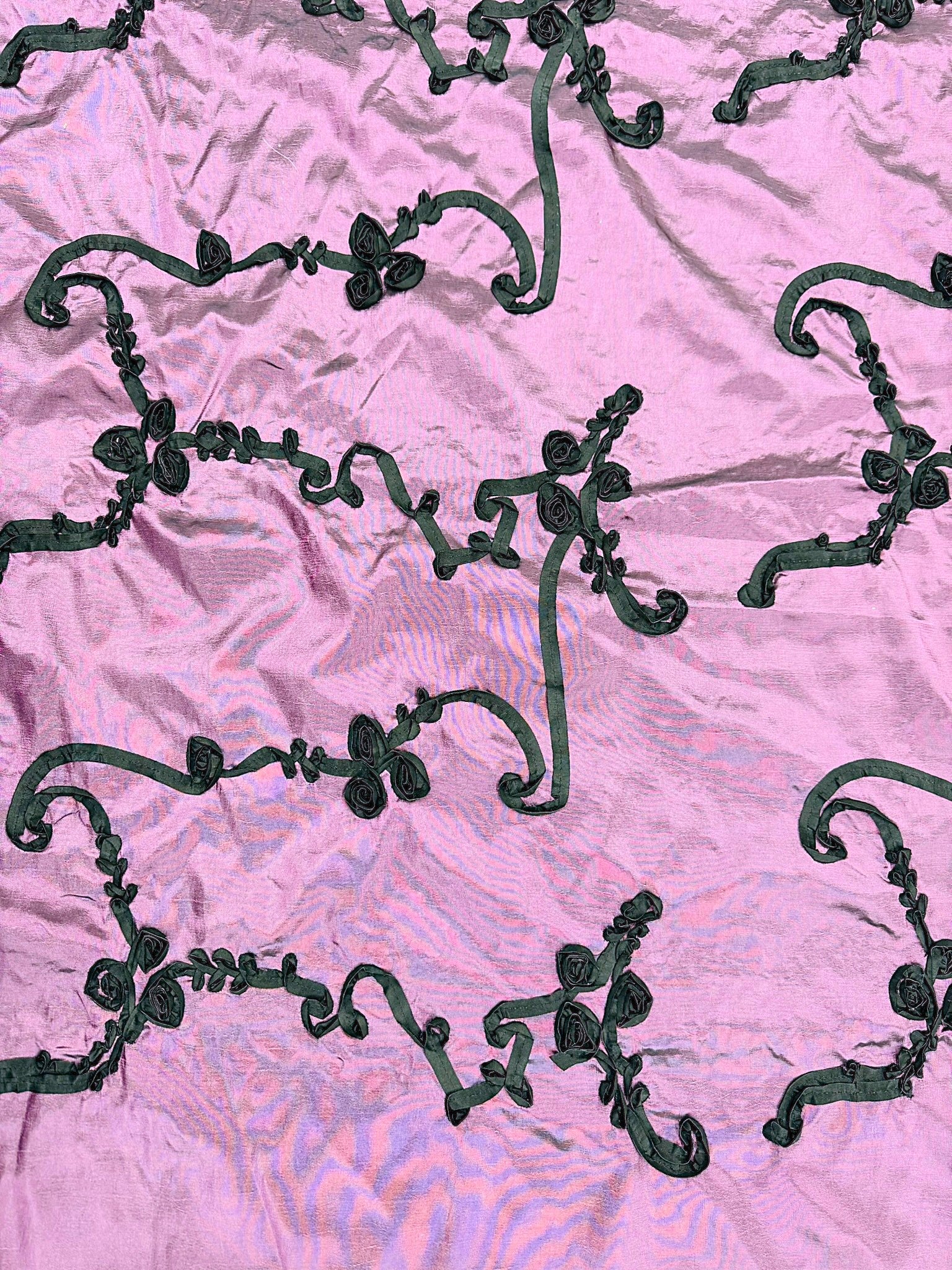 ML151 3D FLORAL ROSETTE RIBBON 2 TONE TAFFETA FABRIC