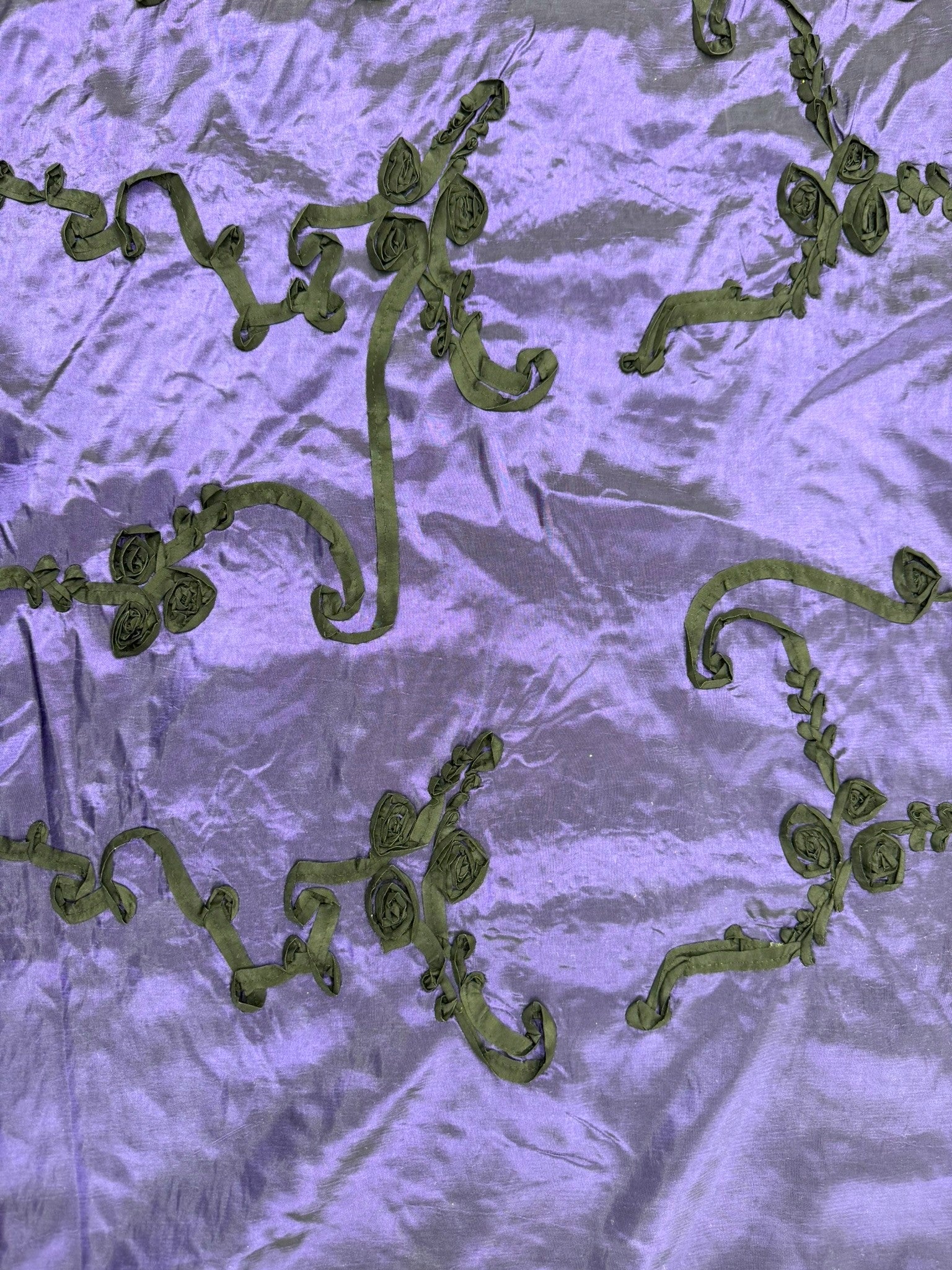 ML151 3D FLORAL ROSETTE RIBBON 2 TONE TAFFETA FABRIC