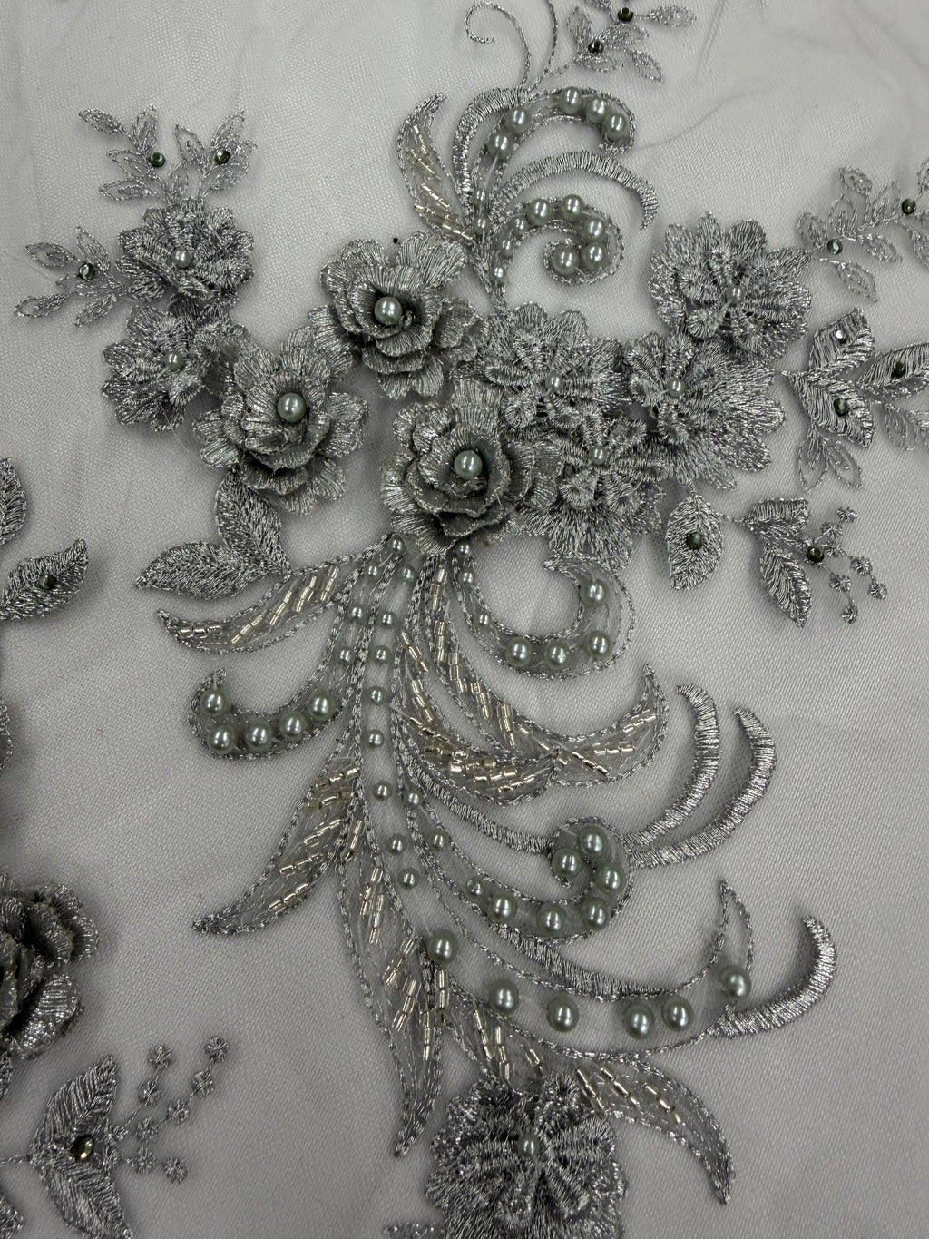 ML198 - 3D Lace Fabric by Yard – 52" Beaded Mesh for Wedding Gowns, Tablecloth, Party Decor